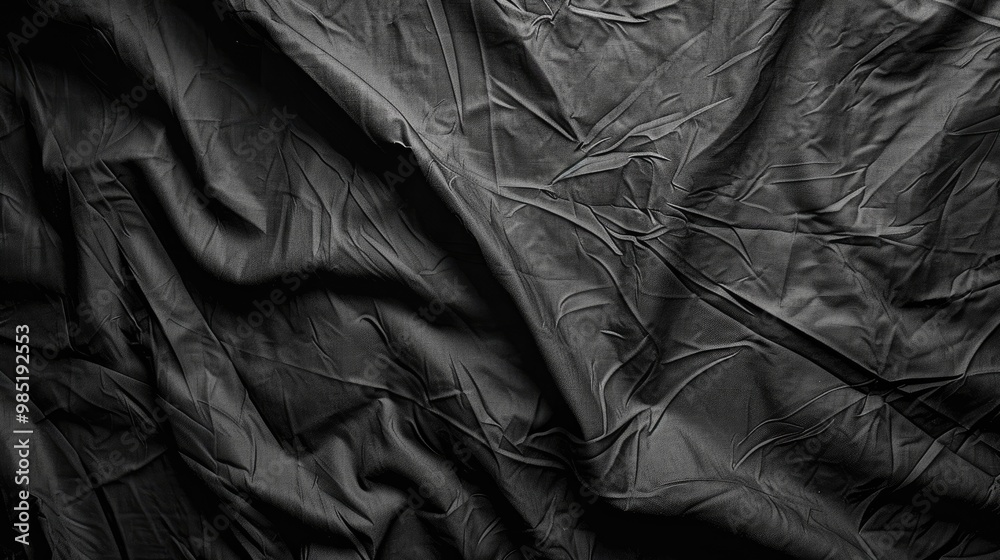 Black fabric texture with folds. Use this abstract background for design projects like website headers, posters, and presentations. Black fabric texture with folds. Use this abstract background for design projects like website headers, posters, and presentations.