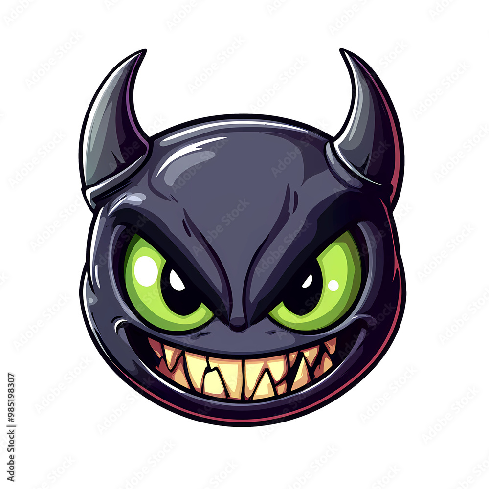 A Creepy Cartoon Creature With Sharp Teeth and Glowing Green Eyes, Playful yet Sinister A Creepy Cartoon Creature With Sharp Teeth and Glowing Green Eyes, Playful yet Sinister