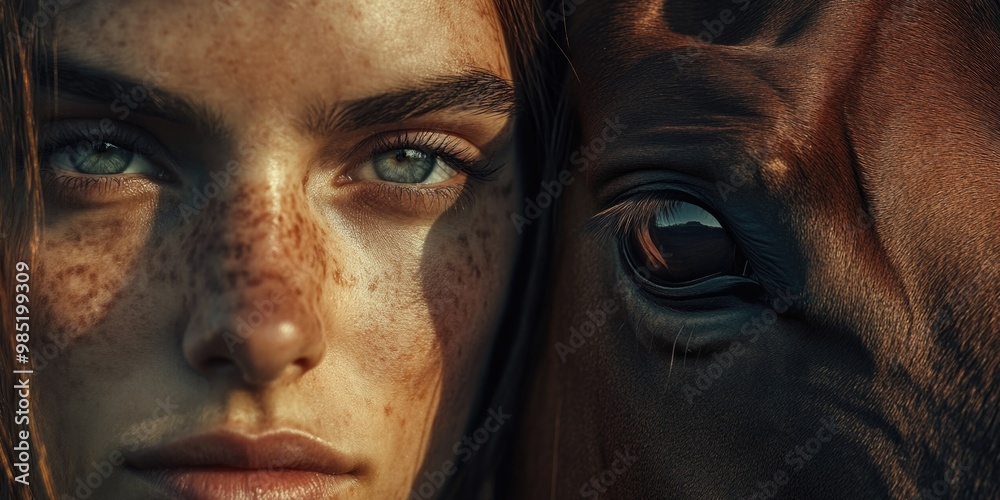 Intimate Bond Between Woman and Horse Intimate Bond Between Woman and Horse