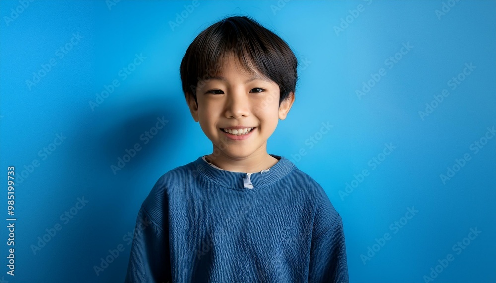 Radiant Smile Against a Blue Gradient Radiant Smile Against a Blue Gradient
