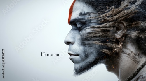 Hindu deity: Hanuman, revered as powerful figure in Ramayana, an avatar of Shiva, celebrated during major festivals such as Hanuman Jayanti, Ram Navami, Dasara, symbolizing strength, devotion photo