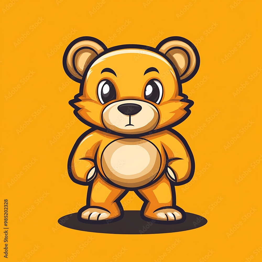 Cute Cartoon Bear Mascot Character with Orange Fur Cute Cartoon Bear Mascot Character with Orange Fur