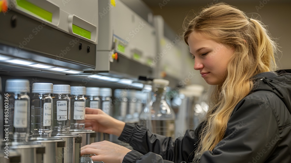 Obraz premium Researchers working in large laboratory.