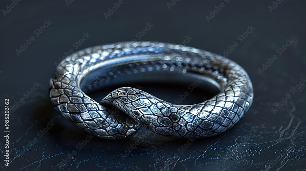Fototapeta premium Silver Snake Ring: A Striking and Symbolic Design