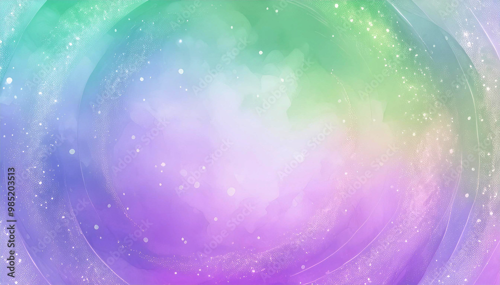 Fototapeta premium 紫と緑の幻想的な波紋のイラスト背景