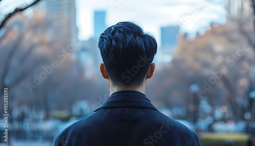 Man Looking at the City Skyline