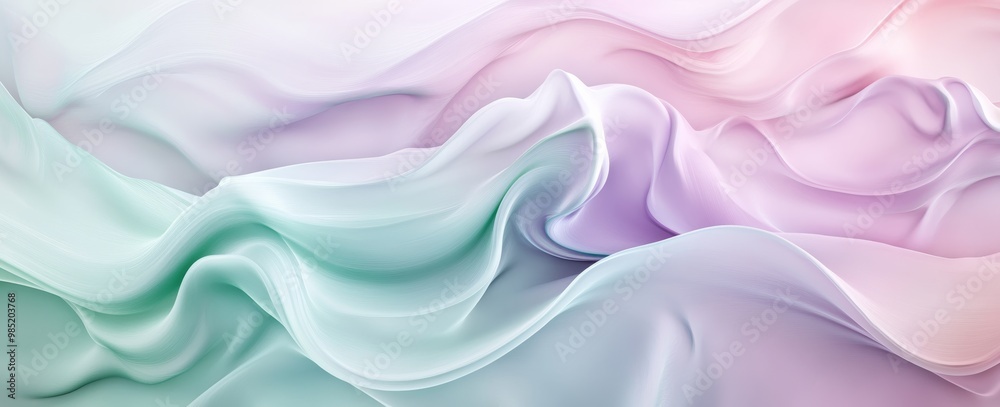 Soft Pastel Wavy Layers in Pink and Green Soft Pastel Wavy Layers in Pink and Green