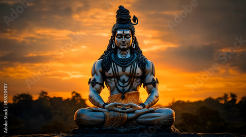 Hindu God Statue in Meditat...