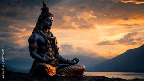 Hindu Deity Statue with Gol...