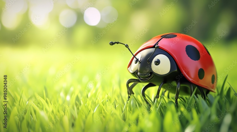 A ladybug with a big smile on its face. A ladybug with a big smile on its face.