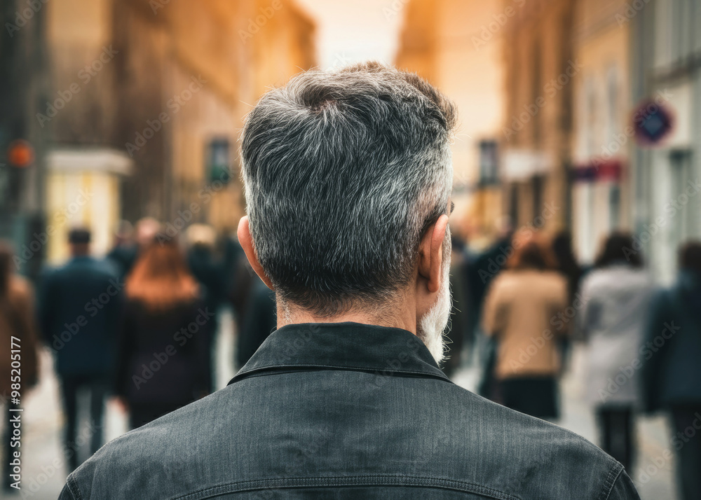 A lone man standing in the middle of a moving crowd. Social isolation and feeling of loneliness concept. Blurry motion effect. A lone man standing in the middle of a moving crowd. Social isolation and feeling of loneliness concept. Blurry motion effect.