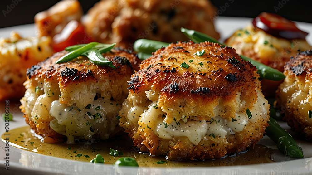 a delectable plate of succulent crab cakes a delectable plate of succulent crab cakes