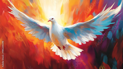 Dove Painting with Red and ...