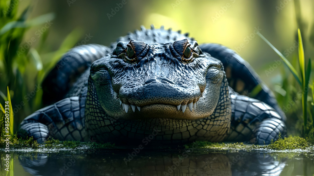 Fototapeta premium Close-Up of Alligator in Water - Realistic Image