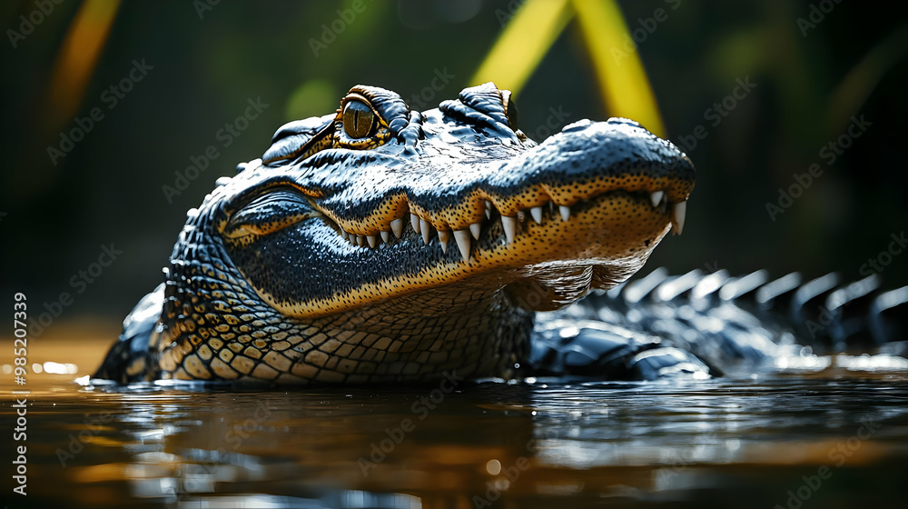 Fototapeta premium Close-Up Alligator in Water - Realistic Image