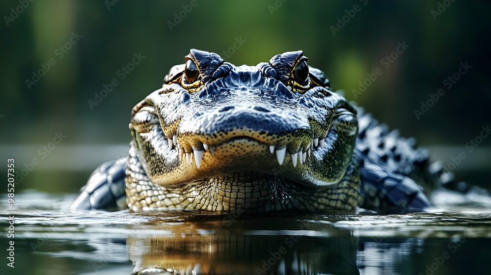 Fototapeta premium Alligator Close-Up in Water - Realistic Photo