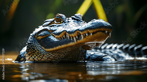 Close-Up Alligator in Water...