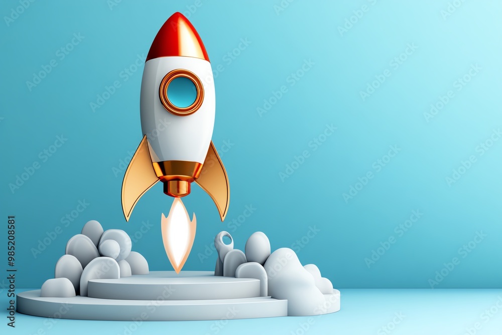 Business accelerator graph with rocket icon, showing rapid growth and progress in a minimalist, sleek design Business accelerator graph with rocket icon, showing rapid growth and progress in a minimalist, sleek design