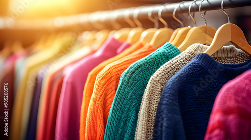 Colorful Knit Sweaters Hang...