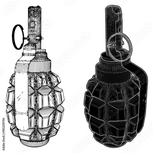 Hand Grenade Bomba Vector. Illustration Isolated On White Background.