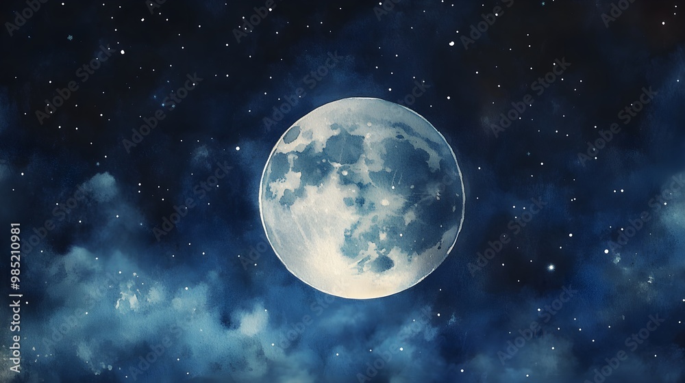 Dramatic night sky with a glowing full moon image Dramatic night sky with a glowing full moon image
