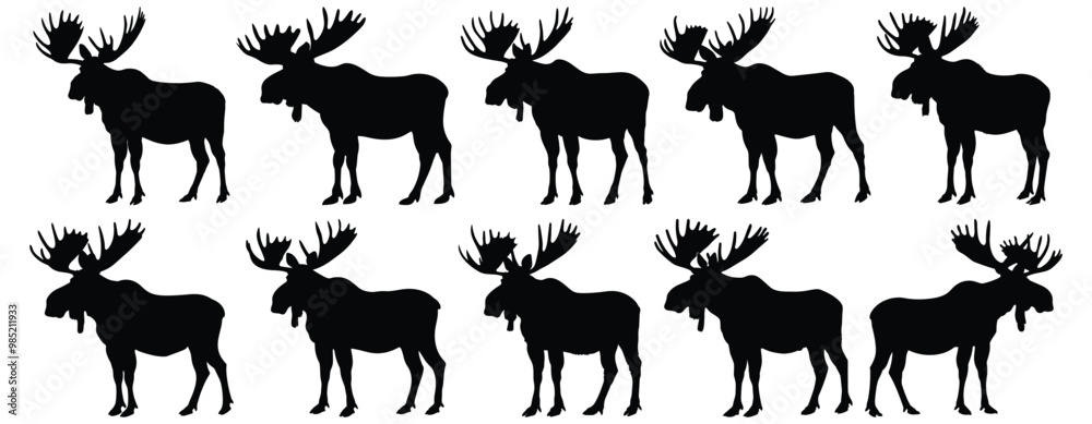 Moose silhouette set vector design big pack of animal illustration and icon Moose silhouette set vector design big pack of animal illustration and icon
