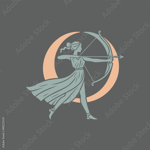 Dark Artemis Illustration Standing Tall with a Bow