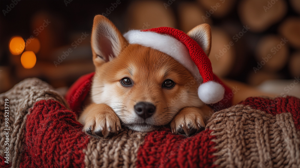 Shiba in a Christmas Stocking