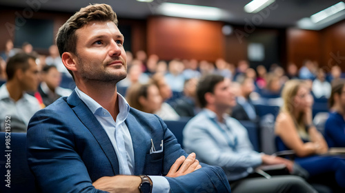 Attentive Man in a Blue Sui...