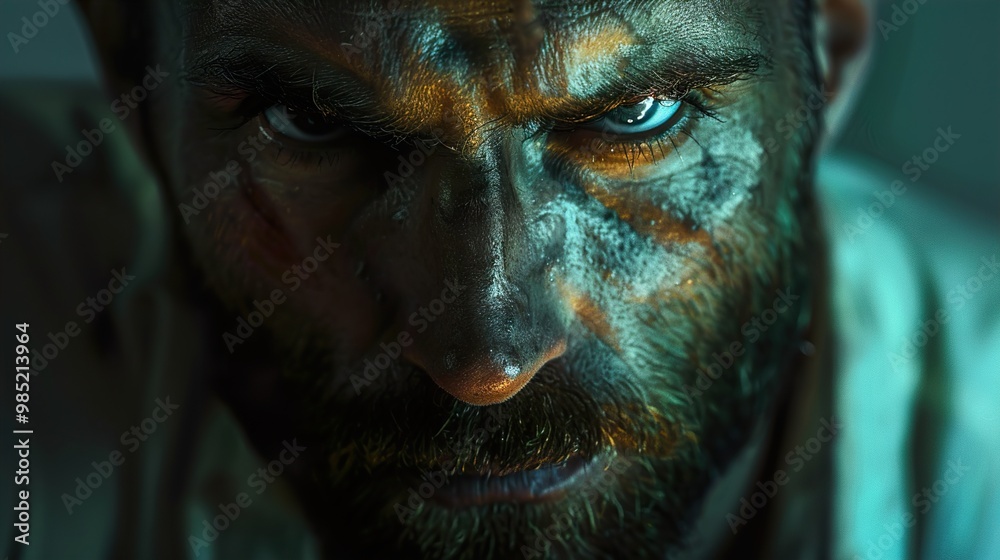 Intense Portrait of a Man with a Rugged Face Intense Portrait of a Man with a Rugged Face