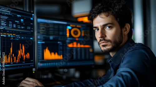 Focused Man Looking at Data...