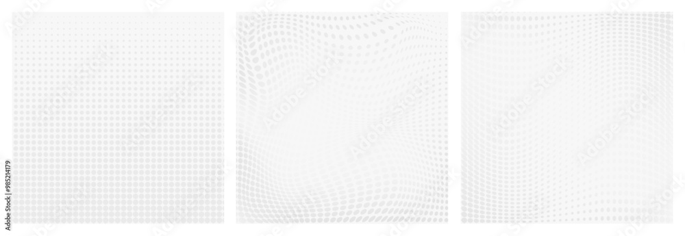 Set of halftone gradient square background. Dotted abstract forms, grunge distressed overlay texture. Vector abstract backdrop Set of halftone gradient square background. Dotted abstract forms, grunge distressed overlay texture. Vector abstract backdrop