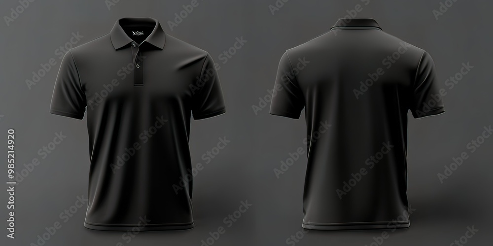 Black Polo Shirt Mockup - Front and Back View Black Polo Shirt Mockup - Front and Back View