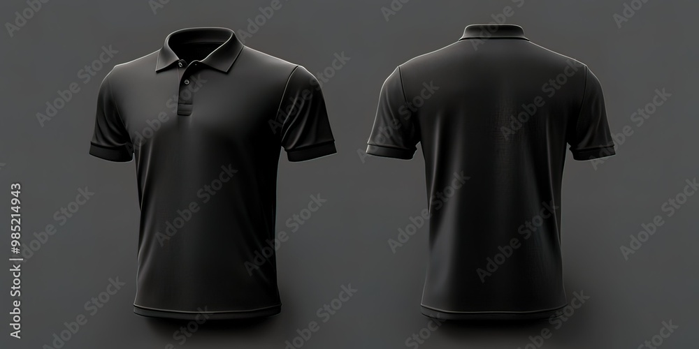 Black Polo Shirt Mockup: Front and Back View Black Polo Shirt Mockup: Front and Back View