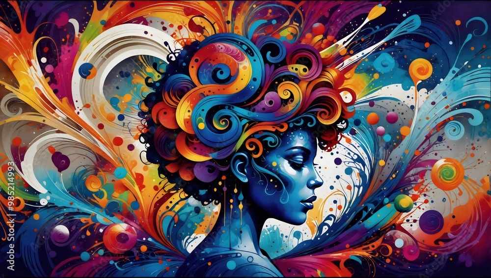 Rostro humano de perfil, colorido, artístico, representa la creatividad del ser humano. Rostro humano de perfil, colorido, artístico, representa la creatividad del ser humano.
