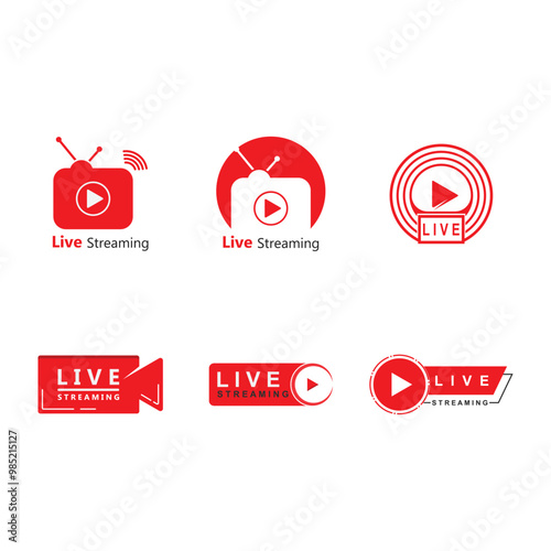 Live streaming play logo icon vector