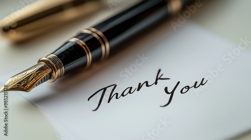 Wallpaper Mural Elegant black and gold fountain pen with 'Thank You' note on white paper, symbolizing appreciation and gratitude. Torontodigital.ca