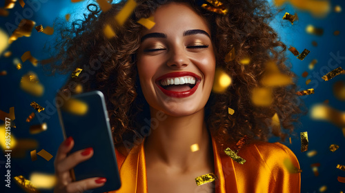 Woman Smiling With Confetti...