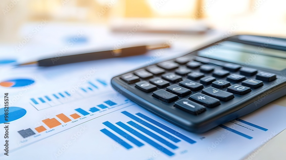 Closeup of a Calculator and Financial Charts Closeup of a Calculator and Financial Charts