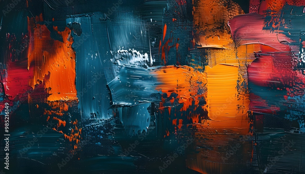 Obraz premium Layered brushstrokes, rich colors, artistic depth.