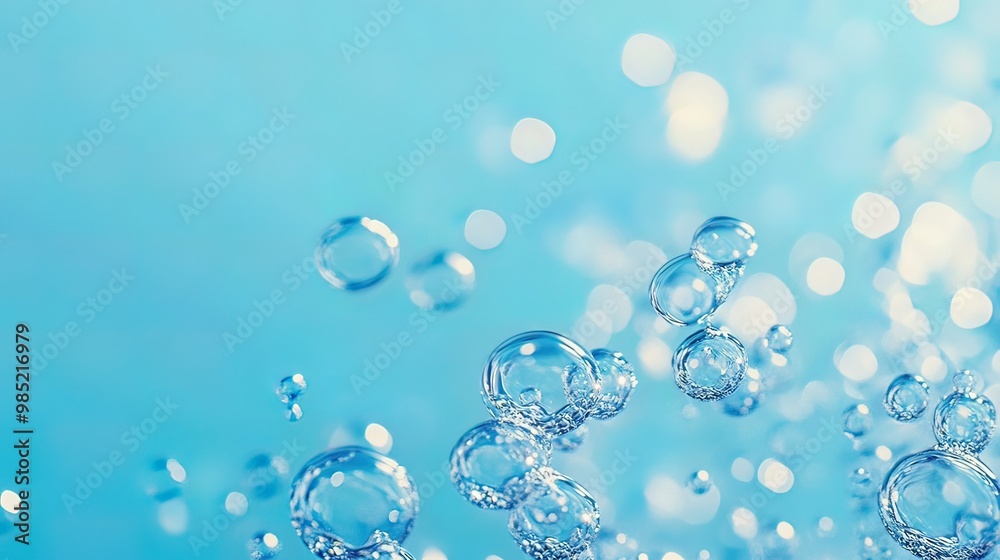 Water Bubbles Floating on Blue Background Water Bubbles Floating on Blue Background