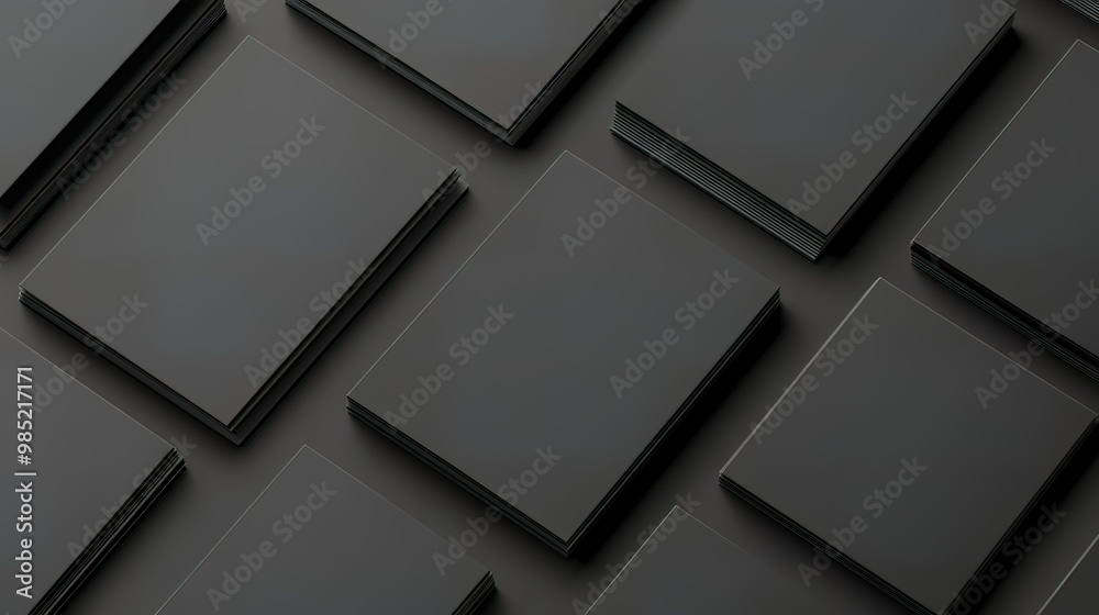 Stack of Blank Black Business Cards Mockup Stack of Blank Black Business Cards Mockup