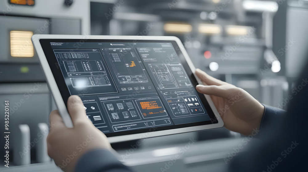 Tablet Computer Interface with Data Display - Realistic Illustration