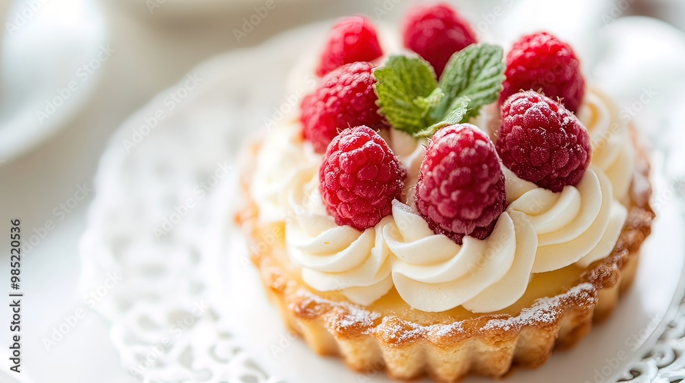 Raspberry Tartlet With Whipped Cream Raspberry Tartlet With Whipped Cream