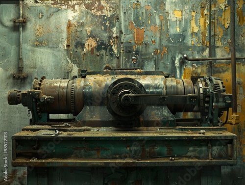 Rusty Industrial Machine in Abandoned Factory