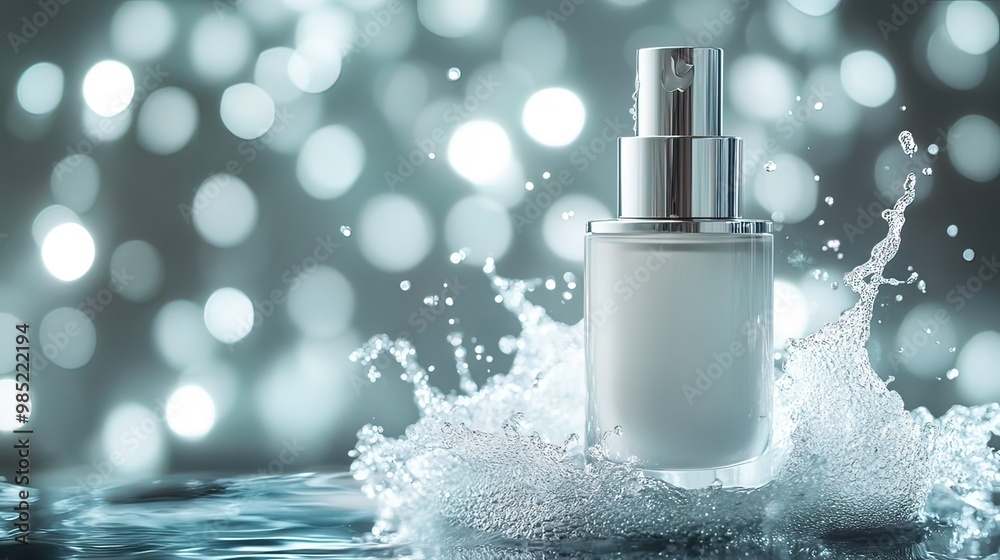 Elegant Perfume Bottle in Water Splash