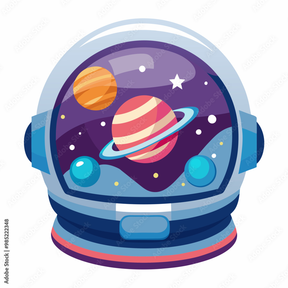 a space helmet with the reflection of stars and planets a space helmet with the reflection of stars and planets