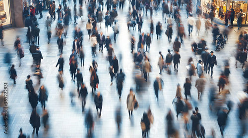 Blurred Motion of People Wa...