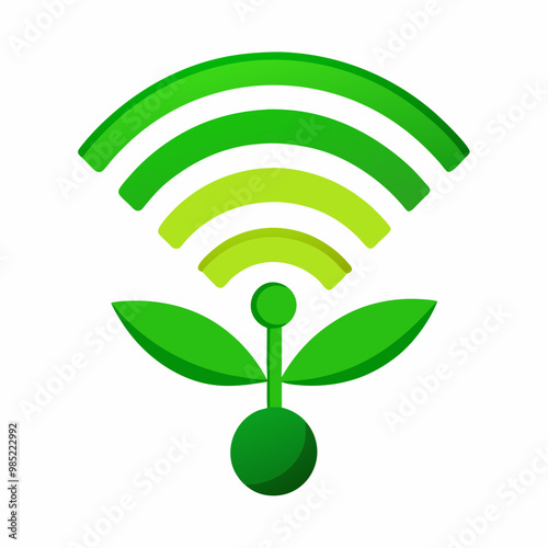 a wi-fi signal symbol with green leaves