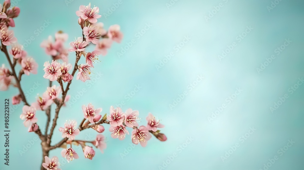 Delicate Pink Blossoms Against a Light Blue Background Delicate Pink Blossoms Against a Light Blue Background